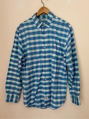 Izod Blue and White Gingham Button-Down Shirt